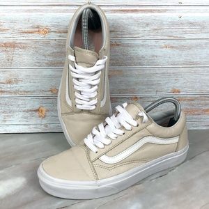 Vans Lace-Up Leather Low Sneakers Tan with White